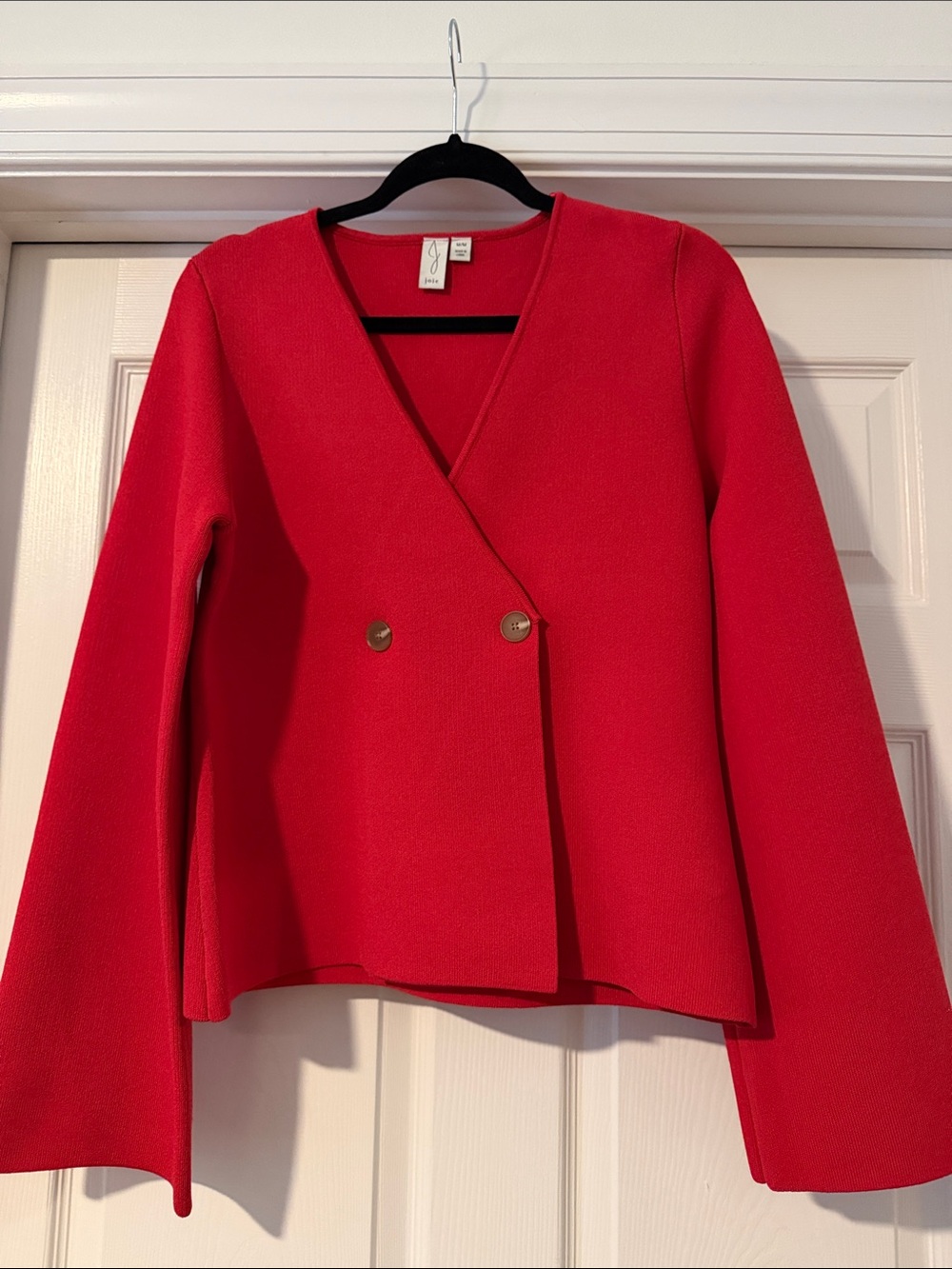 {Joie} Red Double-Breasted Ponte Sweater Blazer